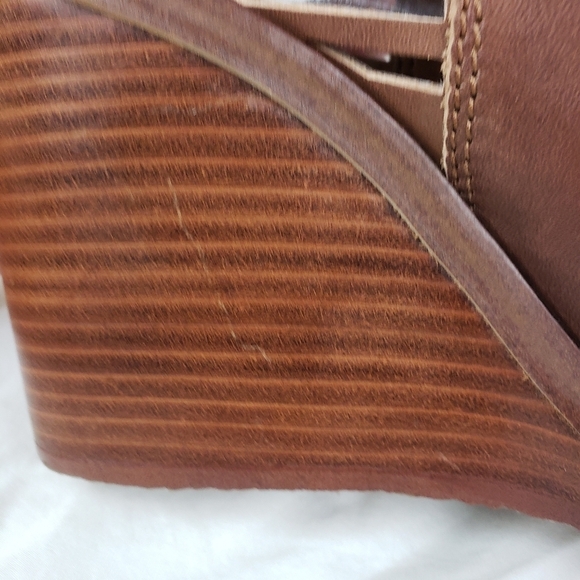 BCBGeneration Toffee Malbon Peep-toe Lace Up Wedge Boots/Booties Size 8.5 - Picture 9 of 11